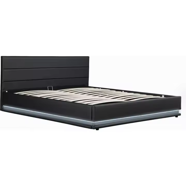 Cama con LED "Anastasia"- 140 x 190 cm - Negro - 1