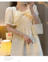Vestido Vintage Bordado YUQI Para Mujer Verano 2024 Cierre De Cremallera Estilo Hepburn Retro Elegante Mini Con Cinturón Y Bow - details 14