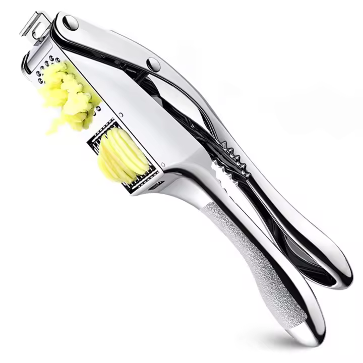 Nueva Presa De Ajo En Acero Inoxidable 2 En 1 Picadora Y Molinillo Doble Función Herramienta De Squeezer Manual Para Cocina Gadgets De Cocina - 1