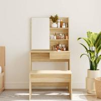 Juego de tocador con LED Madera contrachapada Roble Sonoma - details 3
