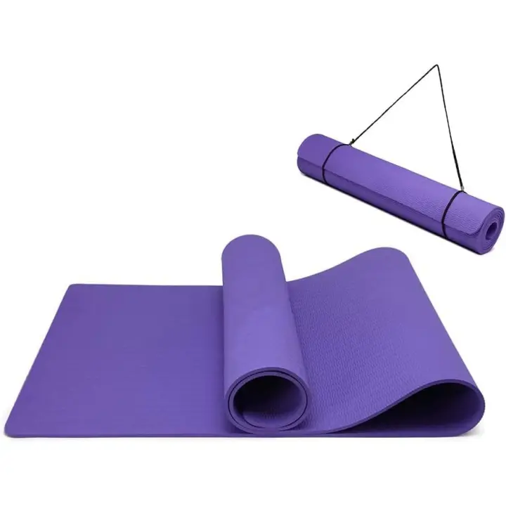 Estera de yoga Esteras de yoga antideslizantes gruesas para mujeres Hombres Esteras de ejercicio para gimnasio en casa con correa de transporte TPE Estera de entrenamiento ecológica para yoga Meditación Pilates 183x61x0,6 cm - 1