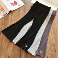 Pantalones De Pierna Ancha Para Niñas Sonkpuel Verano 2025 Pantalones Casuales Elásticos Para Niños Con Bordado De Corazón Ajustados Talla True mid Waist Estilo Bootcut Jeans - details 4