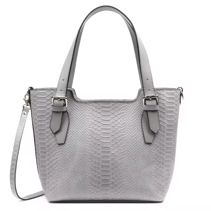Firenze Artegiani. Arezzo Bolso tote Mujer.Piel auténtica Gamuza Grabado Serpiente. Made in Italy. Vera Pelle Italiana. - 1