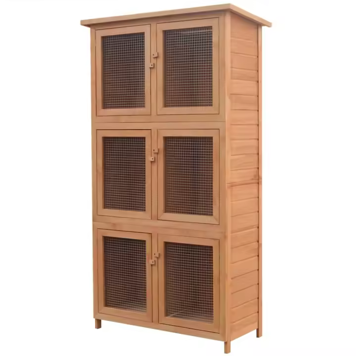 vidaXL Jaula de animales conejera 6 habitaciones madera - 1