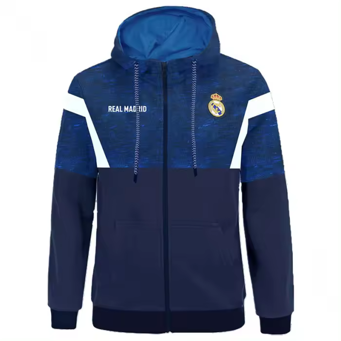 SUDADERA REAL MADRID Azul con Capucha y Cremallera Abierta - Mod17 ( MARCA RM ) - 1