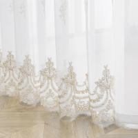 Cortina De Tules Bordada En Blanco Con Patrón De Flor Lujo Francés Para Decoración De Ventanas Y Habitaciones Estilo Europeo Y Americano - details 7