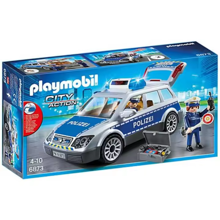 PLAYMOBIL - COCHE DE POLICÍA CON LUZ Y SONIDO, 6873, TIENDA CON LICENCIA OFICIAL - 1