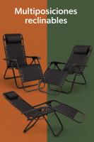 TIENDA EURASIA - Pack 2 Tumbona Plegable Multi-Posiciones para Jardín, Exterior, 95x65x105cm, Estructura de Acero Resistente, Cojin, Tejido Transpirable - details 0