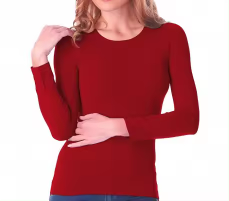 Mediawavestore VKA20 Camiseta Térmica Mujer Felpa Cuello Redondo Slim Fit - 1