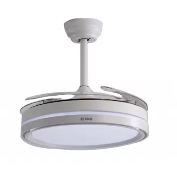Ventilador de Techo con Luz ELCO PV-107HB, Aspas Retractiles, 107cm, Color Blanco - 1