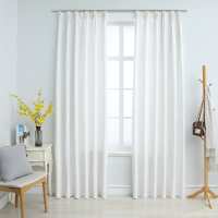 vidaXL Cortinas Opacas con Ganchos 2 Piezas 140x175 cm Crudo Casa Hogar Color Blanco crudo,  Óxido,  Gris y mas - details 0