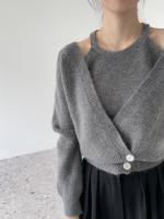 Nueva Estilo Coreano Otoño Invierno Suéter Cardigan V-neck Chaqueta De Cashmere Diseño De Chaleco Dos Piezas Para Mujer Top Jumper - details 3