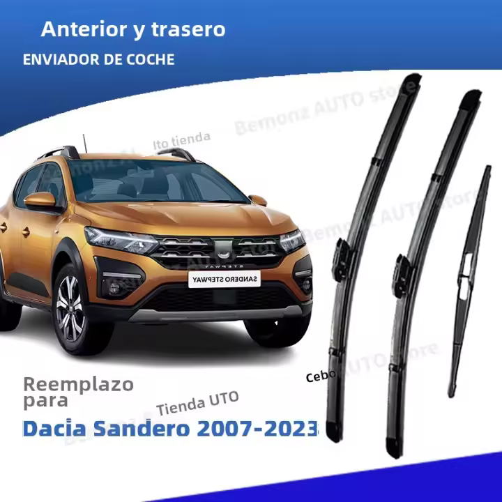 LimpiaParabrisas LHD Pinceles De Limpieza Para Dacia Sandero Stepway Streetway 2007-2023 Accesorios De Parabrisas De Goma Natural - 1