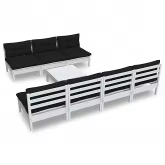 VIDAXL 3096137 set de muebles modulares de 8 piezas de madera de pino blanco y cojines de color antracita - 1