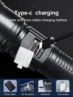 Linterna Táctica Recargable Tipo-C Con Zoom Alta Potencia LED Luz De Emergencia Impermeable Para Actividades Al Aire Libre Y Auto Defensa - details 11