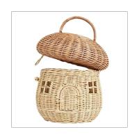 Cesta de almacenamiento de mimbre con tapa, decoración de setas de ratán, algodón, decoración Bohemia, regalo de día - details 4