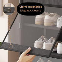 LUTODY - Zapatero, organizador de calzado compacto con cierre magnético, tela textil, Múltiples niveles, tubo de metal, plegable, portátil para recibidor, entrada, sala de estar y salón - Ligero y resistente - details 7