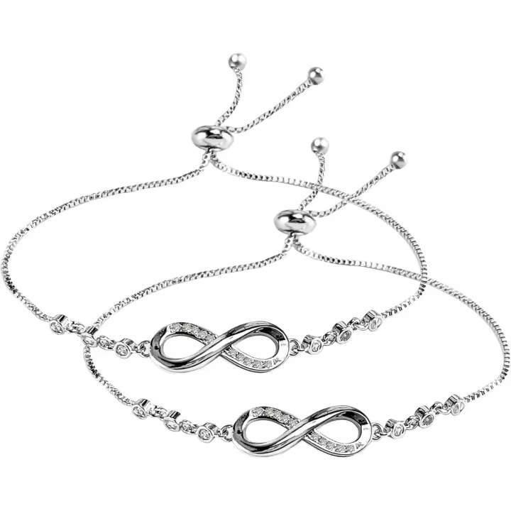 2 pulseras de infinito, pulsera de tenis elegante ajustable de plata para mujeres, esposas, madres, niñas, amigas - 1