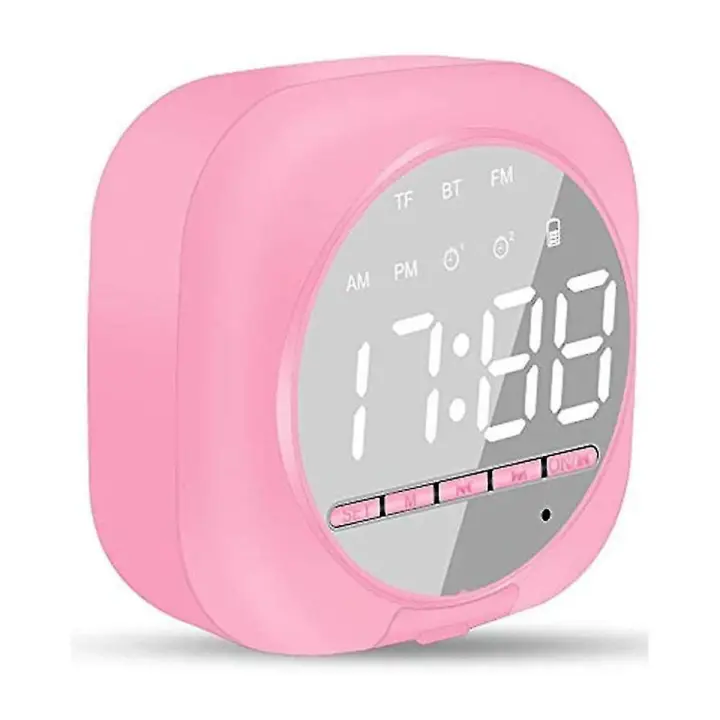 Reloj despertador con espejo portátil, radio FM y función Bluetooth - 1