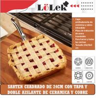 🍳 LoLek Sartén Cuadrado 24cm | Doble Aislante de Cobre y Cerámica | Antiadherente y Fácil de Limpiar | Apto para Inducción, Gas, Vitro y Eléctrico | Resistente al Horno | Con Tapa de Cristal | Mango Ergonómico y Antideslizante | Cocina Saludable 🔥 - details 2