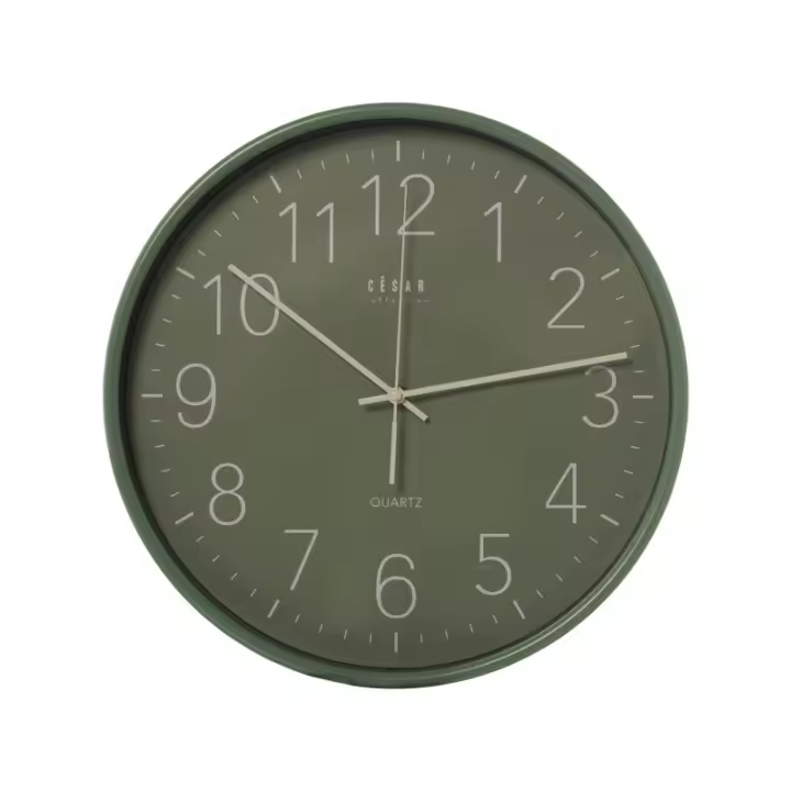 Reloj Pared 38cm Esfera Verde Bisel Grisaceo Acrilico Mvto. 86146 - 1