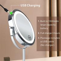 Espejo De Maquillaje LED De 8 Pulgadas Con 10X Magnificación Y 3 Colores De Luz Interruptor Táctil Doble Lado Carga USB Venta Al Por Menor De Cosméticos - details 1