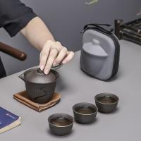 Juego De Té Portátil De Cerámica Para Camping Y Viajes Con Una Olla Y Tres Tazas Set De Porcelana Para Exteriores - details 5
