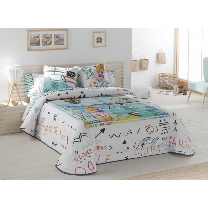 JVR - Colcha Bouti modelo BEACH  - Tejido 100% Algodón - Estampado digital - Cama 80/90/105/135/150 - Fabricado en España - 1