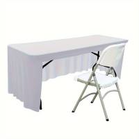 Mantel Rectangular De 6 Pies Con Borde Abierto Resistente a Arrugas Ruffles Elastic Para Banquetes Bodas Y Fiestas - details 7