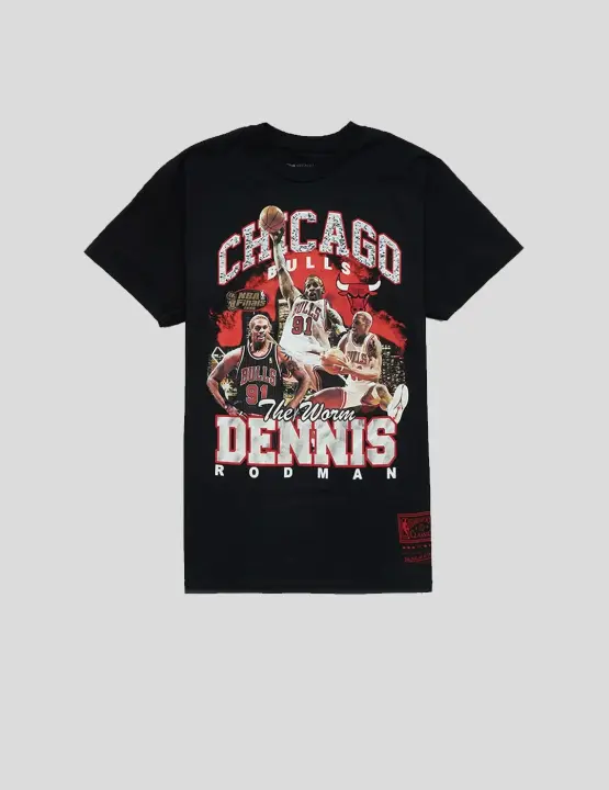 Camiseta Mitchell & Ness Chicago Bulls Rodman Photo Tee Negra - 1