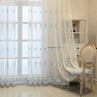 Cortinas De Voile Transparentes Bordadas Azules AnneyOneDecor Para Sala De Estar Y Dormitorio Estilo Pastoral Doble Panel - details 7