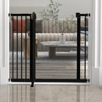 PawHut Barrera de seguridad para Perros Extensible 74-94 cm, para Puertas y Escaleras, Barrera para Perros con Extensión 14 cm, Montaje a Presión y Doble Bloqueo, Negro - details 3