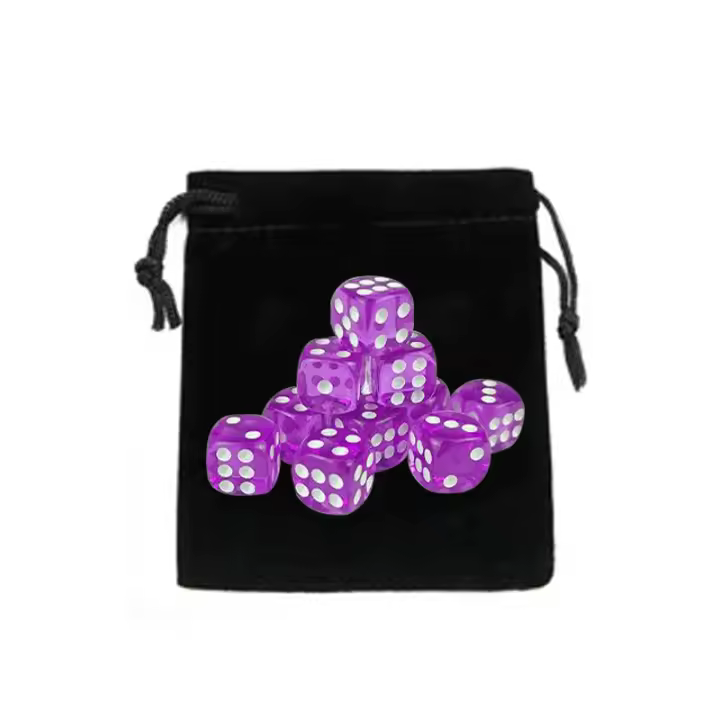 10Pcs Dados De 6 Cara Con Bolsa De Cuerda 14MM Acrílico Para Juegos De Mesa Fiesta Juego De Apuestas Cubos Digitales - 1