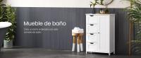 VASAGLE Armario de Baño, Mueble de Baño Estrecho, Cómoda de Baño, Cajonera con 4 Cajones, Armario con Puerta, Estante Ajustable, 30 x 55 x 82 cm, Blanco/Gris Oscuro/Gris Paloma - details 0