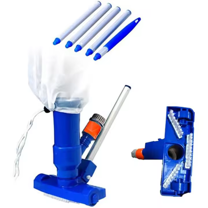 Kit de limpieza de piscinas, bolsa de malla con cabezal de succión retráctil para aspiradora con cepillo - 1