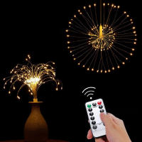 Decoraciones De Navidad Dandelion Fireworks Lamp Luces LED Cadena 200 LEDs Control Remoto 8 Modos Guirnalda De Navidad Multicolor - details 1