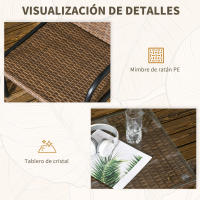 Outsunny Conjunto de Jardín de Ratán Sintético Juego de 4 Piezas Muebles de Jardín con 2 Sofás Individuales 1 Sofá de 2 Plazas y 1 Mesa de Vidrio Templado para Terraza Patio Multicolor - details 5