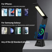 Soporte De Carga Inalámbrica 15W Con Luz De Escritorio Y Reloj LED Tres Colores Dimmer Estación De Carga Rápida Para iPhone - details 6