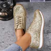 Zapatos De Mujer De Primavera Con Lentejuelas Bling Y Diseño Fashion Punta Redonda Antideslizantes Confortables Para Exterior Suela Gruesa - details 11