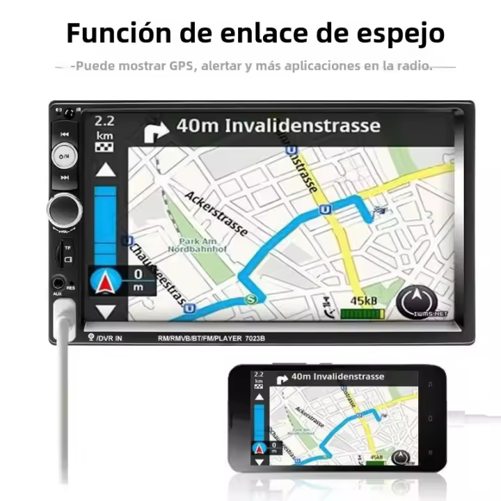 Reproductor Multimedia Para Coche 2 Din Pantalla Táctil HD 7 Pulgadas Radio MP5 Estéreo Bluetooth USB FM Autoradio Con Mirror Link - 1
