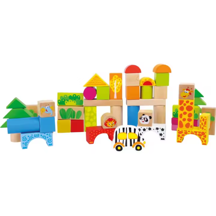 Small Foot Juego de Construcción de Madera Zoo de Animales FSC 100% Certificada - 1