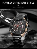 Reloj De Cuarzo Para Hombre MEGIR En Acero Inoxidable Resistente Al Agua Con Dial Cuadrado Luminoso Cronógrafo Y Fecha Manos Luminosas - details 4
