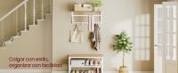 VASAGLE Perchero de Pared, Perchero Colgante con 5 Ganchos Extraíbles, Estante Montado en Pared, Barra de Colgar, para Pasillo, Dormitorio, Sala de Estar, Gris Antracita y Negro/ Roble Dorado y Blanco Nube - details 2