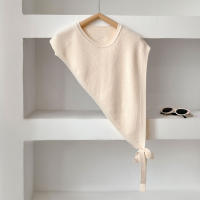 Chal Triangular Asimétrico Para Mujer Primavera Verano Moda Versátil Acompaña Trajes Suéter De Lana Corto Capa Con Abertura Casual - details 4
