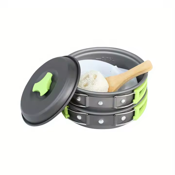 Juego de Cocina Portátil BOPORO para Acampar Ollas y Sartenes Livianas Ideal para Mochileros Compatible con Estufa Portátil Perfecto para Cocinar al Aire Libre y Viajes de Mochilero - 1