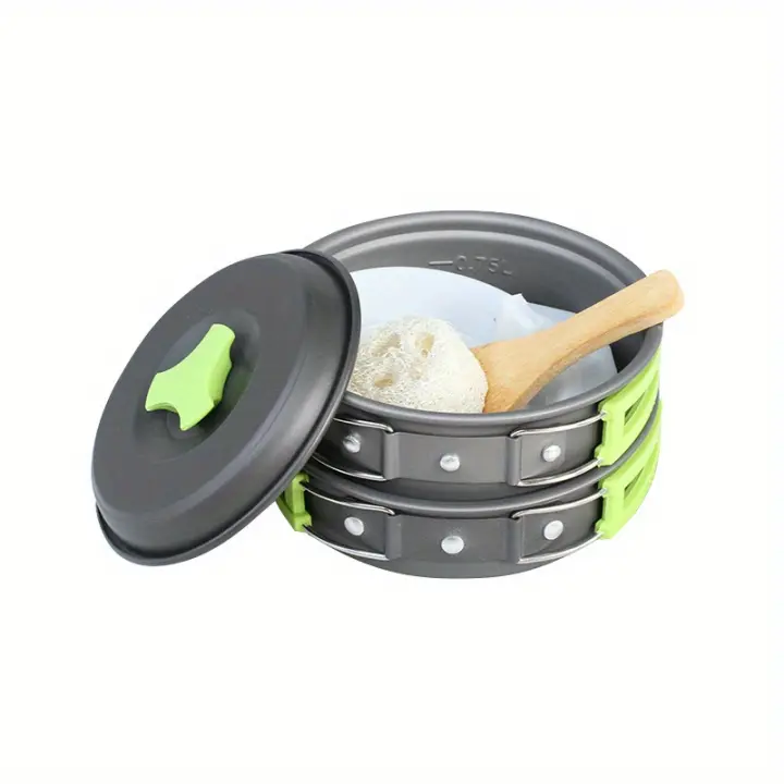 Juego de Cocina Portátil BOPORO para Acampar Ollas y Sartenes Livianas Ideal para Mochileros Compatible con Estufa Portátil Perfecto para Cocinar al Aire Libre y Viajes de Mochilero - 1