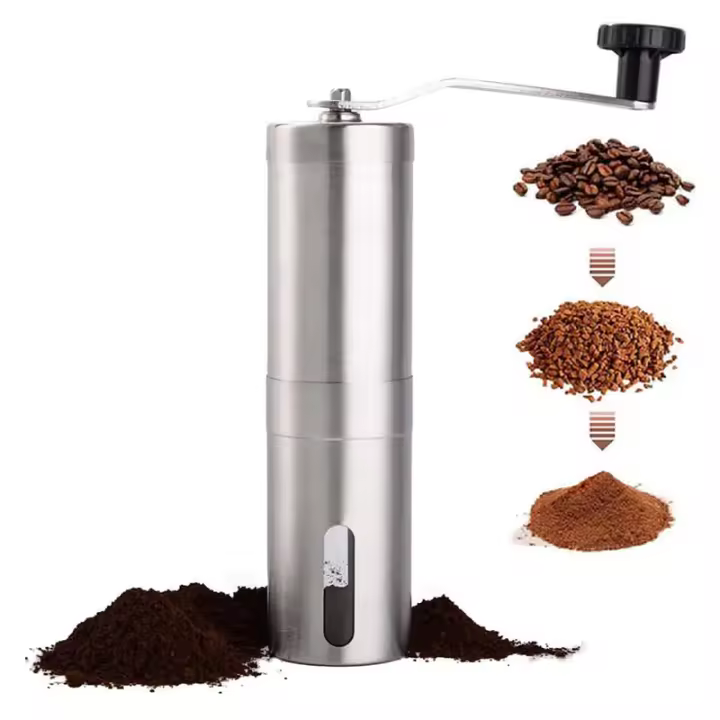 Molino De Café Manual De Acero Inoxidable Con Moledor Conico Ajustable En 18 Posiciones Y Engranaje Manual Para Café De Ceniza - 1