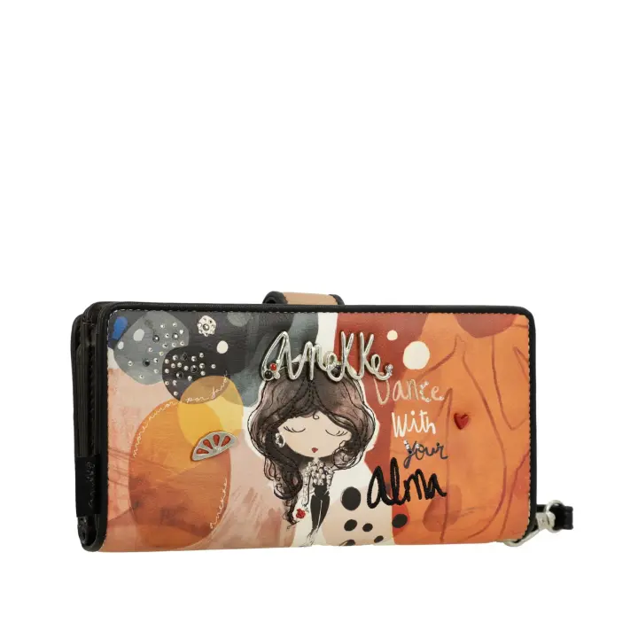 Billetero grande Anekke Alma - Material rígido - Monedero de mujer con cierre de cremallera - Tarjetero con múltiples ranuras - Asa de mano extraíble - Ref. 40709-901 - Mide 18 x 10 x 3 cm - 1