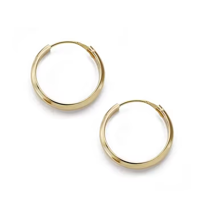 Pendientes oro 18k aros 16mm. media cana lisos ligeros - 1