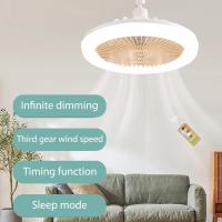 Ventilador de techo LED con luces, lámpara de techo de 30 W con ventilador y control remoto, temporizador, LED regulable de 3 colores, 3 velocidades para espacios pequeños, dormitorio, casa, oficina - details 0